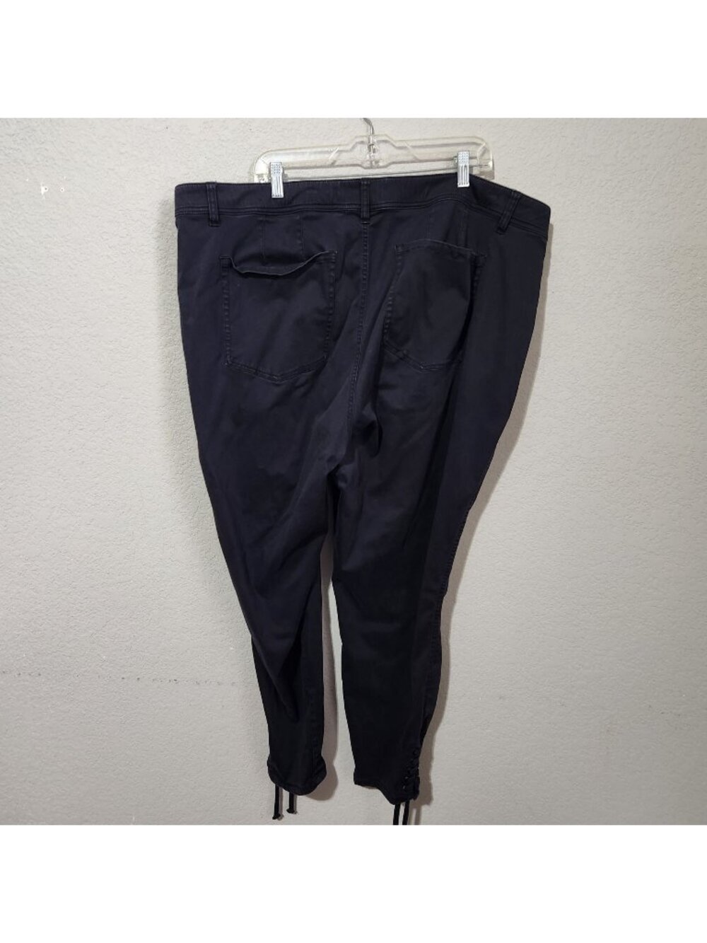 Lane Bryant Womens Black Drawstring Hem Pants Size 26 With Pockets